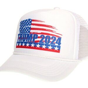Trump 2024 Hat Take America Back Cap Adult Truckers Snapback White